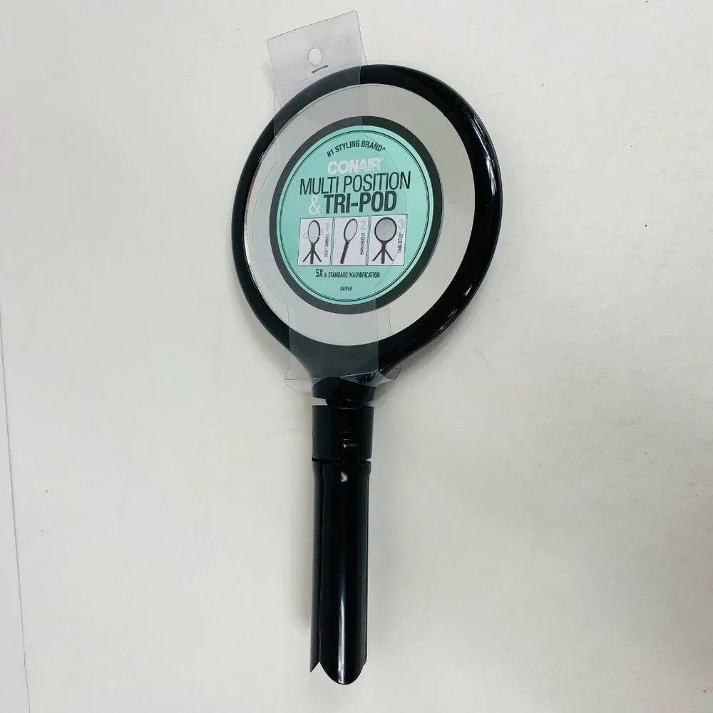 Conair Adjustable Mirror Tripod 5X Magnification Black Lightweight